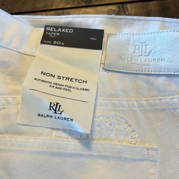 Lauren Ralph Lauren Eyelet Embroidery Relaxed Ankle Jeans White Wash Size 20/20W - Picture 8 of 10